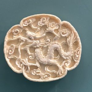 Vintage Hand Carved Bone Pendant